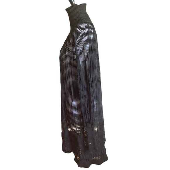1990s Jean Paul Gaultier Sheer Silk Devore Black Velvet & Knit Dress Tunic SZ XL - Picture 6 of 12